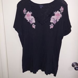 Torrid size 2 skull tee with lace detail
